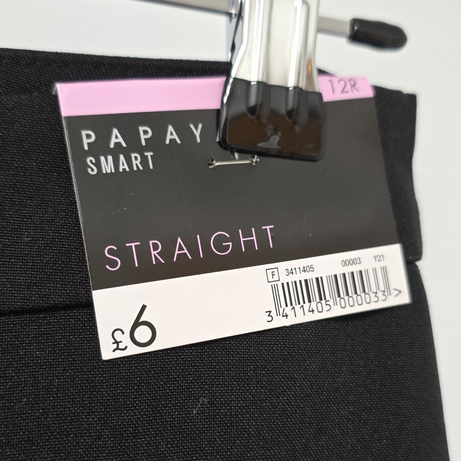 Papaya Smart Black Straight Leg Dress Trousers Zip Pockets UK 12 27in Leg image 4