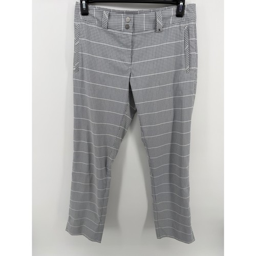 Nike Golf Dri Fit Pants Womens 8 Black White Check Straight Leg Career Casual - Picture 1 of 10