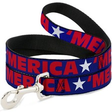 Dog Leash 'MERICA/Star Blue/Red/White NARROW 0.5"