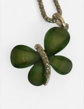 Green Butterfly Pendant Necklace with silver ...