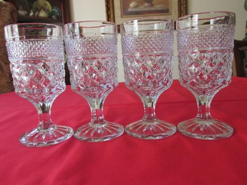 Set of 4 Vintage 1960s Anchor Hocking WEXFORD Clear Claret Wine Glasses 5 3/8"