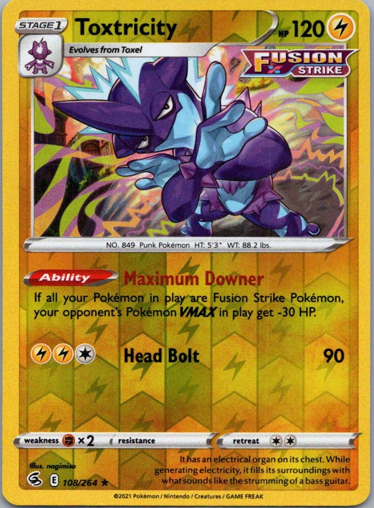 Pokemon TCG Toxtricity 108/264 Fusion Strike Rev Holo NM