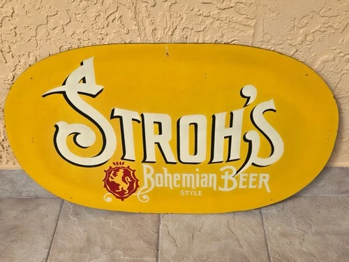 Vtg STROH'S Bohemian BEER Advertising Painted Masonite GROCERY STORE Aisle SIGN