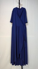 Quince Tencel Jersey Midi Wrap Dress Navy Basic Sleeved L