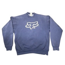 Vintage Fox Racing Sweatshirt XL Blue Crewneck Motocross Fleece Made in USA