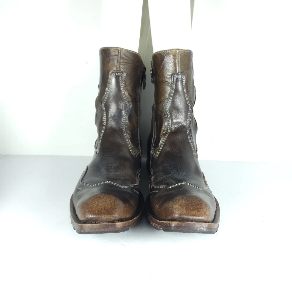 Botas al tobillo MARK NASO Rock Lives US9 de cuero marrón con cremallera lateral de dragón RARAS  Foto 3 de 4