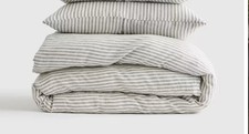 NWOT Quince Twin Duvet 1 Sham Linen Gray Stripe Grey