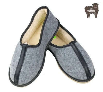 Chaussons Charentaise Feutre Laine de Mouton Naturelle Fourrure Chaudes P.37-41 - Photo 1/4