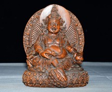 Exquisite Small Leaf Yellow Poplar Wood Yellow God of Wealth Ornament