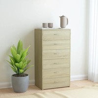 Sideboard Kommode 6 Schubladen Sonoma-Eiche 50X34X96 Cm Holzwerkstoff