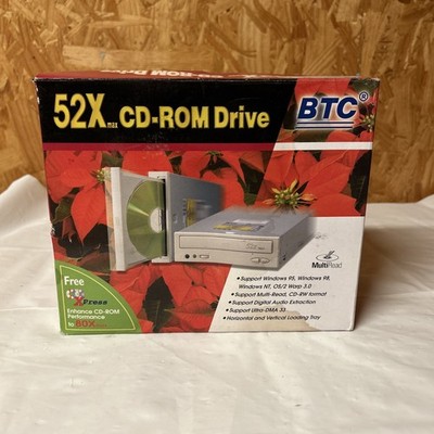 52X ATAPI-IDE INTERNAL CD-ROM DRIVE by BTC PC WINDOWS 95 98 NT OS MULTIREAD H