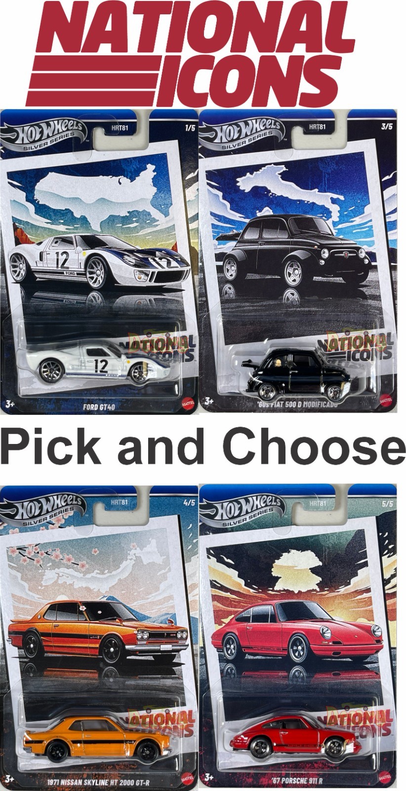 Hot Wheels 2025 Silver Series National Icons -Choose from 4 different models