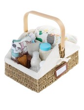 Wicker Diaper Organizer, Baby Caddy Basket with Liner, Handwoven Seagrass Toy...