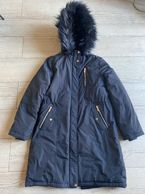 Next Parka Mantel Kunstfell/Daunen-Mix gefüttert duschfest Kapuze 13 Jahre 158 cm
