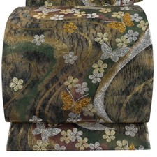 Japanese Kimono Fukuro obi excellent item butterfly running water gold thread