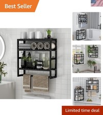 100 Bamboo Towel Rack Bathroom Storage Shelves Over Toilet Towel Bar