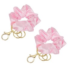 2Pcs Keychain Wristlet, Elastic Round Wristlet Car Key Chain, Cherry Pink