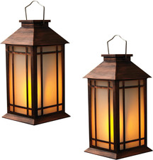 Outdoor Decorative Lantern with Timer - Pair
