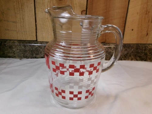 Vintage Anchor Hocking Glass 9" Pitcher with Ice Lip