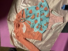Cat  Jack Girls 12M 3pc Long Sleeve Rash Guard Bikini Swim Set Sea Life