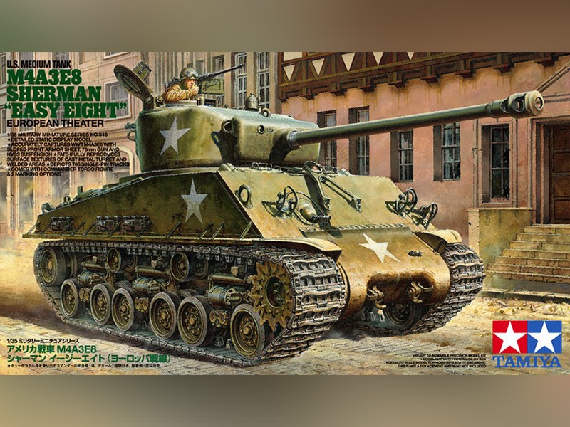 Maquette de prestige M4A3E8 Easy Eight Europe WWII Tamiya 1/35 d'une finition rare