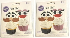 Man and Lady Fun Pix for Cupcake toppers Wilton #0351 discontinued 2 pks of 8 ea