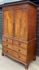 Handsome 19th Century Mahogany Linen Press Wardrobe