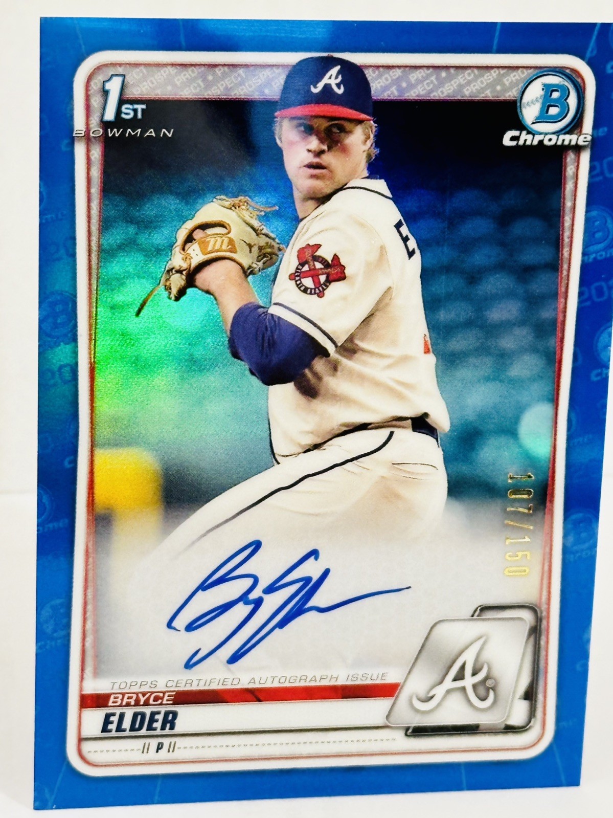 2020 Bowman Draft Chrome Picks Blue Wave Refractor 107/150 Bryce Elder Auto 3hd⚾