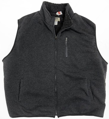 DUKE Haband Full-Zip Sherpa Fleece Lined Pocket Farm Vest Gray Warm Men's 4X NEW