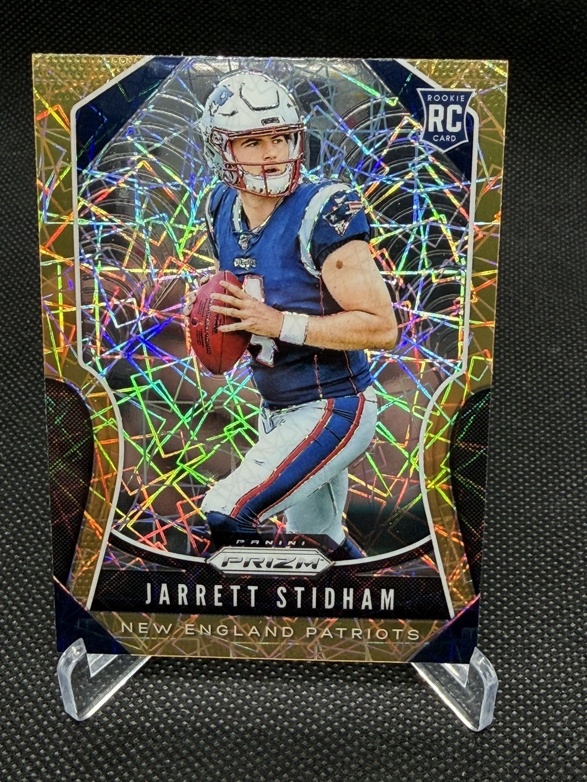 2019 Prizm Football Jarrett Stidham RC #308 Gold Lazer New England Patriots