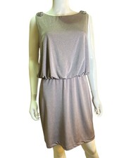 Jackie Jon Sleeveless Beaded Shoulder Cocktail Dress Sz 6 Sparkle Fabric EUC