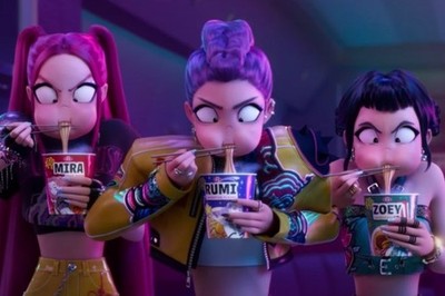 Kpop Demon Hunters Cup Ramen Style Keychain Rumi Mira Joey