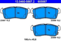 Bremsbelagsatz Scheibenbremse Vorne Ate 130460 58872 FÜR Daihatsu