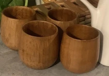 Handmade Wooden Tea Cups 4-Pack, 6oz Natural Wood Coffee & Wine Mugs