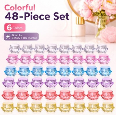 48pcs 5ml/5g Empty Cosmetic Jars Sample Pots Lip Balm Makeup Travel Containers