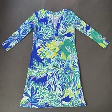 Lilly Pulitzer UPF 50+ Riva Dress Brilliant Blue ‘Wade & sea’ Print Small 2016