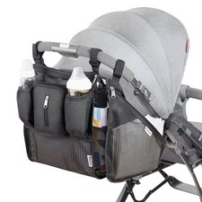 2-pack Universal Stroller Organizer Caddy with Cup Holders, Wipes Pouch and E...
