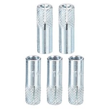 1/4"x1" Drop-In Anchors 5Pack Carbon Steel Sleeve Anchors Silver
