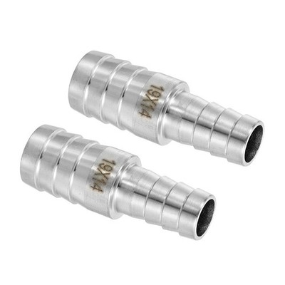 2Pcs 3/4'' to 9/16'' Hose Barb Reducer Pipe Fitting 304 Stainless Steel Adapter