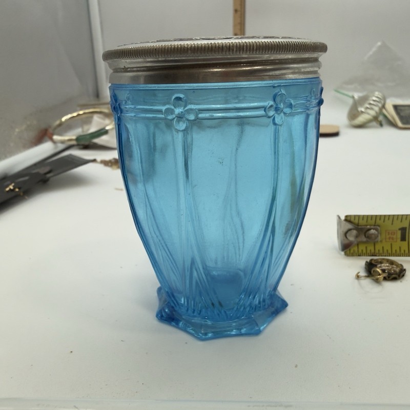Rare 1920's Peacock Blue Karess Woodworth Vanishing Cream Or Cold Cream Jar