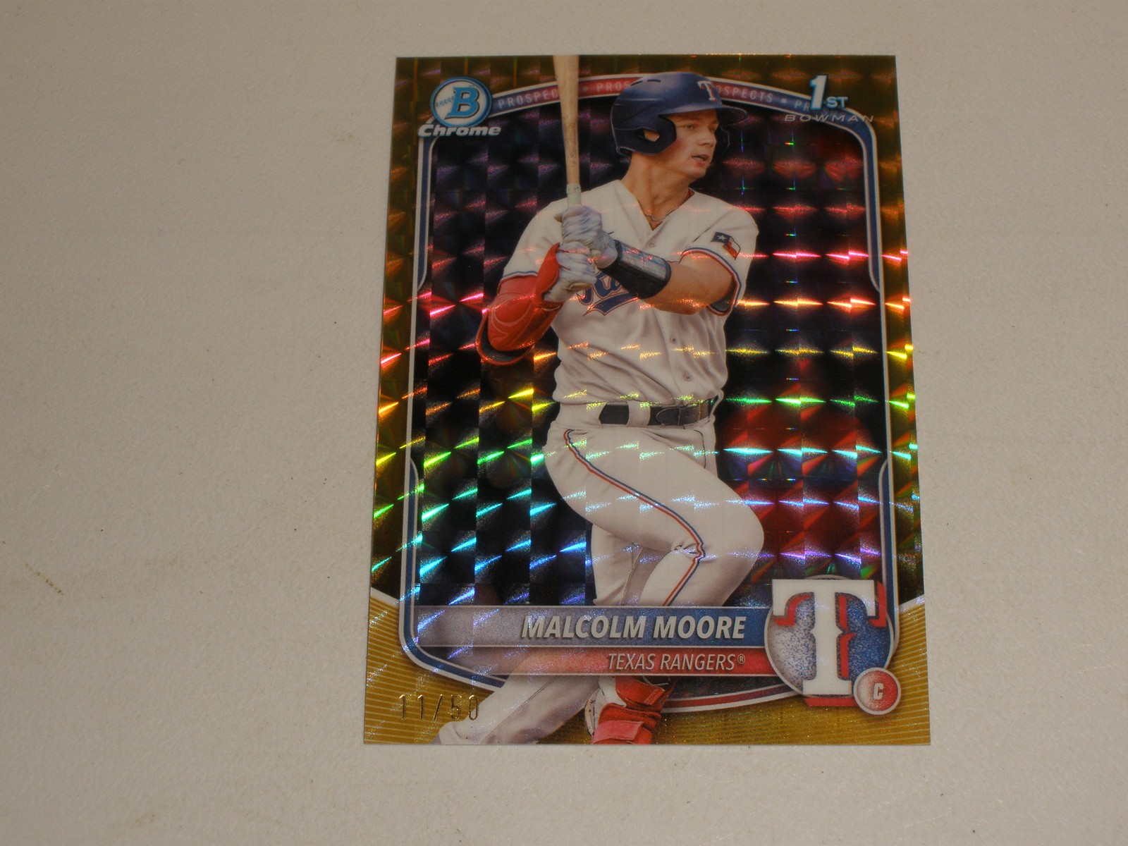 Malcolm Moore 2025 Bowman Chrome BCP-129 1st Gold Geometric Refractor RC /50