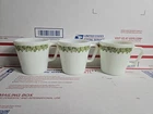 3 Vintage Pyrex Green Crazy Daisy Spring Blossom Milk Glass Coffee Cup Mug 1410