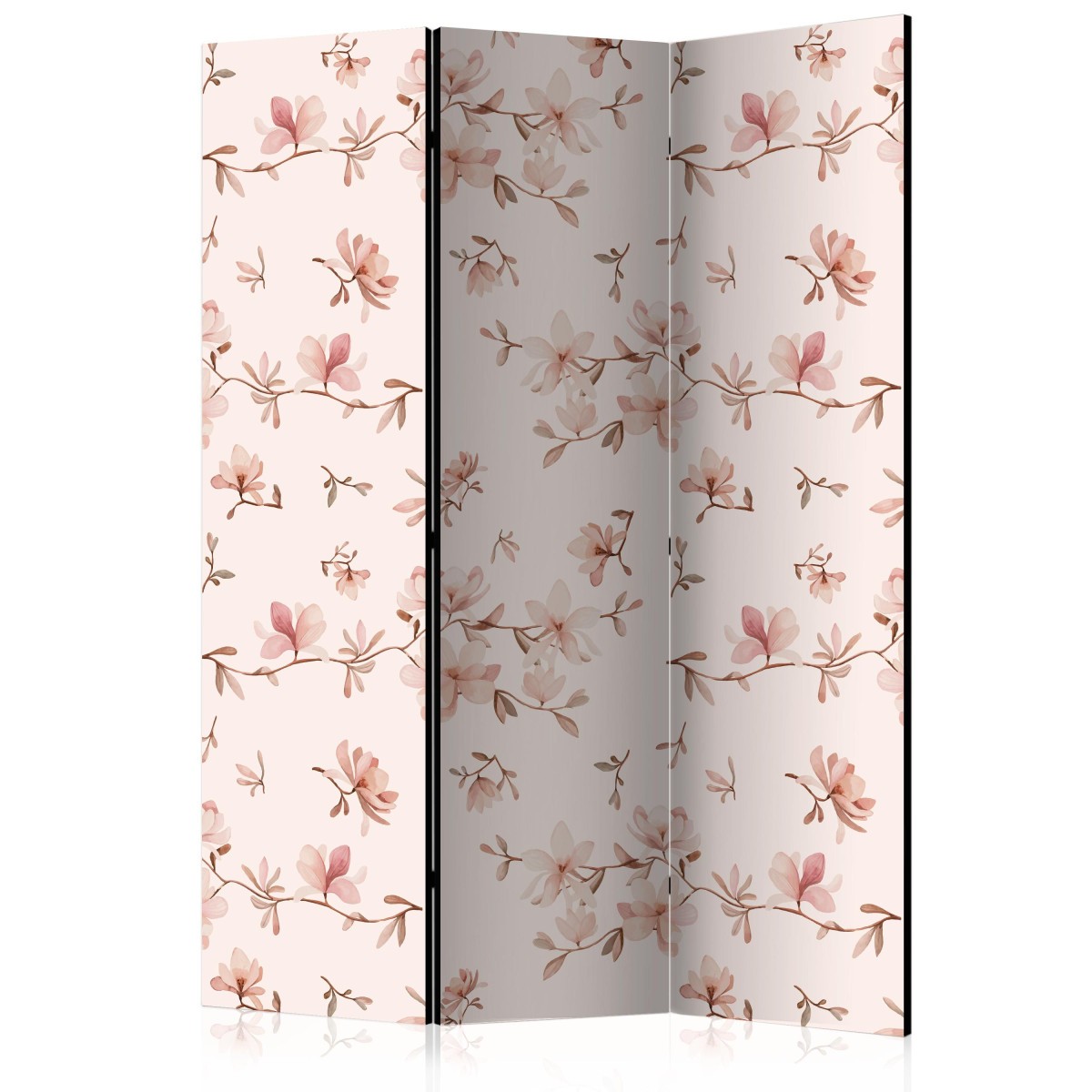 Paravent 3 volets Magnolia Twigs en toile tendue de 135x172cm pour interieur