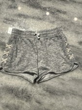 Abercrombie Kids soft grey Athletic shorts With Lace Side Trim Size 11/12