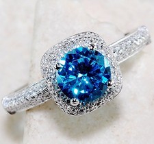 2CT Aquamarine  Topaz 925 Solid Sterling Silver Ring Jewelry Sz 9 MK1-5