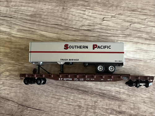 Con-Cor 0001-9279 HO Southern Pacific 54' TOFC Flat car w/Trailer Kit RTR- Read - Afbeelding 16 van 18
