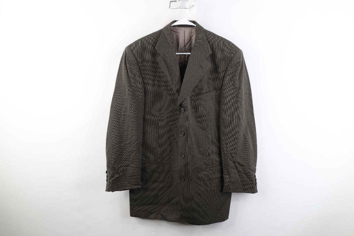 Givenchy, Vtg 90s Givenchy Mens 40R Worsted Wool Herringbone Suit Coat Blazer Jacket USA