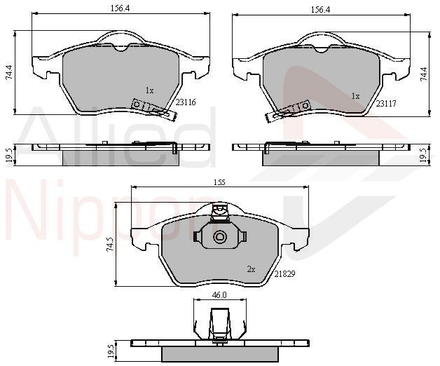 Brake Pad Set For Disc Front Fits Saab Vauxhall Opel ALLIED NIPPON ADB31167