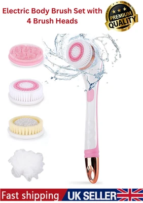 BESTCOOL USB Recharge Body Brush Set Scrubber Multifunction Shower Brush Heads, XMAS GIFT
