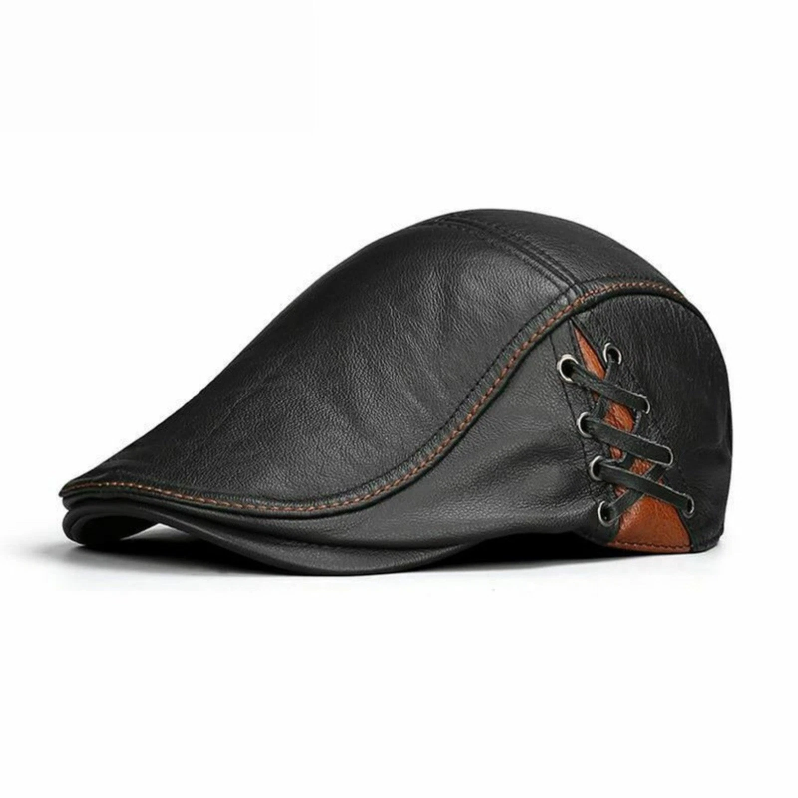 Leather Autumn and Winter Middle-aged and Youth Leisure Trend Beret Men's Hat